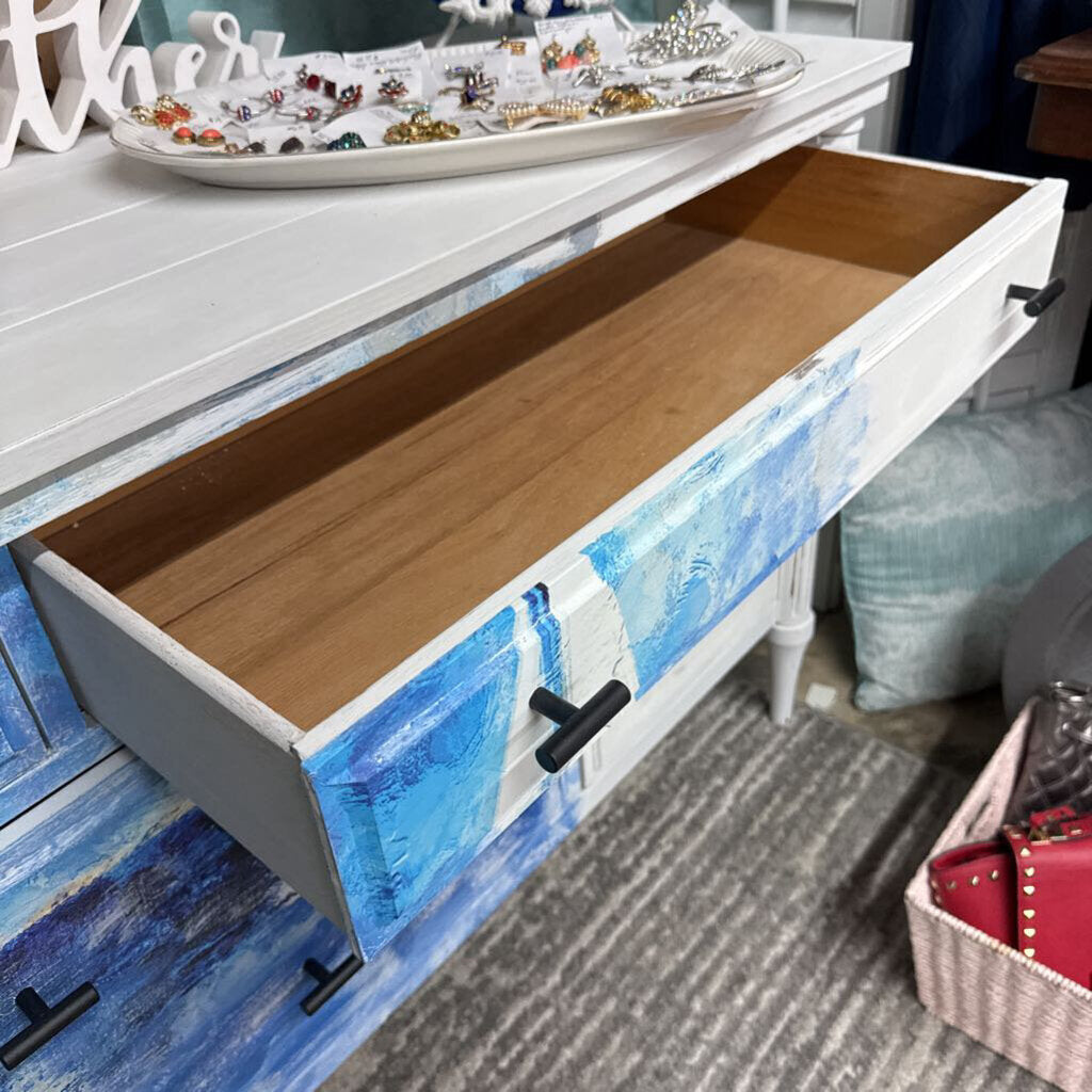 8 DRAWER MULTIPURPOSE NAUTICAL THEMED DISTRESSED DRESSER