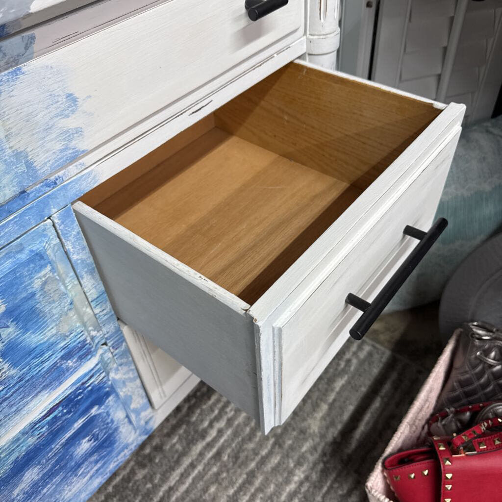 8 DRAWER MULTIPURPOSE NAUTICAL THEMED DISTRESSED DRESSER