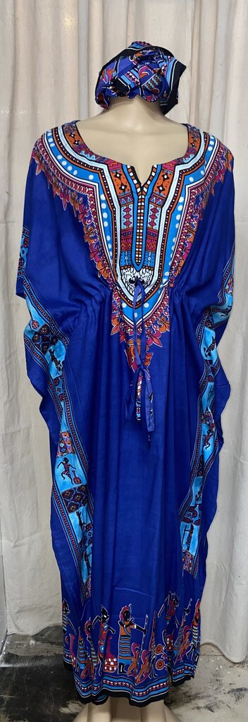 KAFTAN - BLUE TRIBAL DASHIKI PRINT