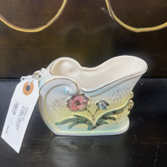 VASE, VINTAGE FLORAL/GOLD