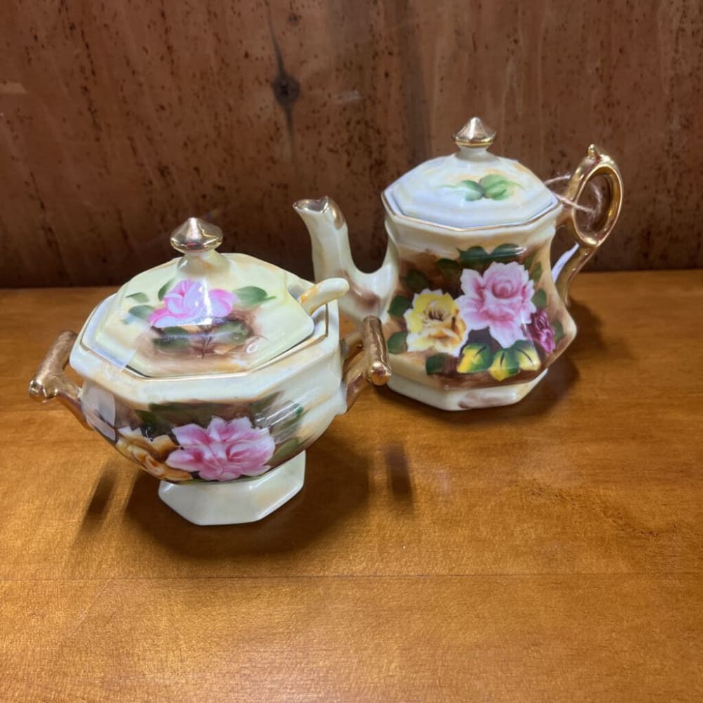 SUGAR/CREAMER, VTG ENESCO PORCELAIN, 5 PC