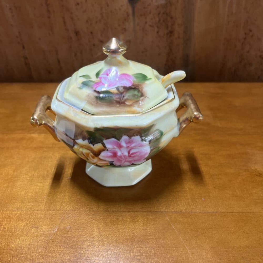 SUGAR/CREAMER, VTG ENESCO PORCELAIN, 5 PC