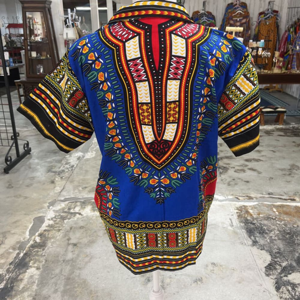 MEN'S BUTTON DOWN DASHIKI PRINT SHORT SLEEVE SHIRT