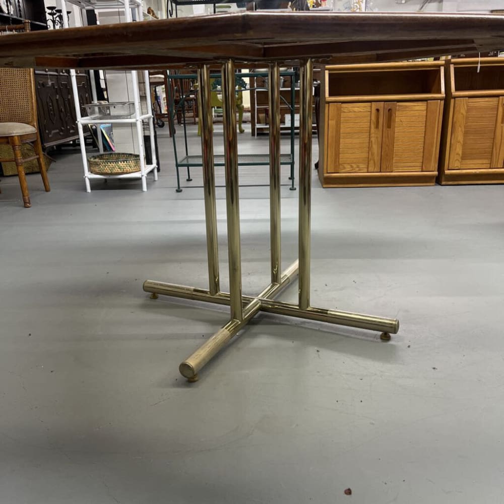 5PC GLASS & WOOD TABLE W/4 CHAIRS SET