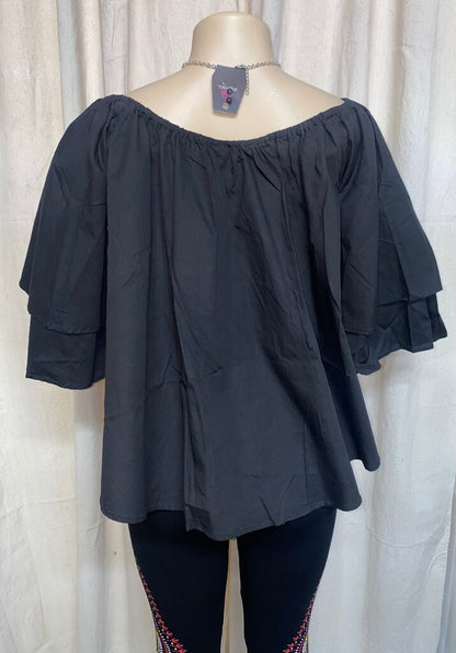 BELLE SLEEVE TOP- BLACK