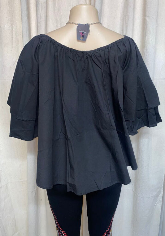 BELLE SLEEVE TOP- BLACK