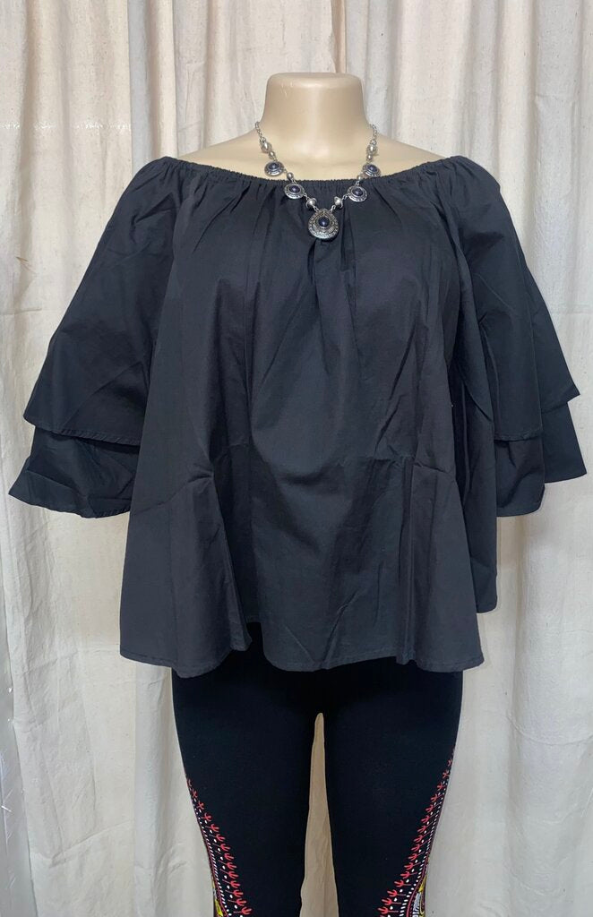 BELLE SLEEVE TOP- BLACK