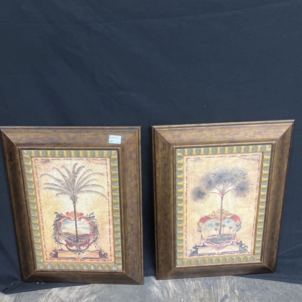 BROWN 2PC PALM PICTURE