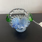 ART GLASS BUE & WHITE MINI RUFFLE BASKET