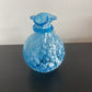 Blue White Ruffle Art Glass Vase