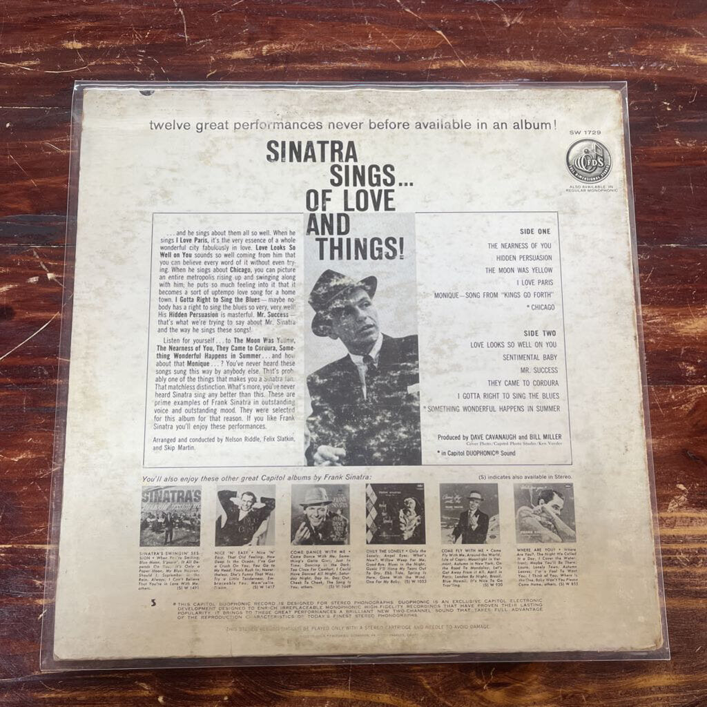 FRANK SINATRA - SINATRA SINGS OF LOVE AND THINGS