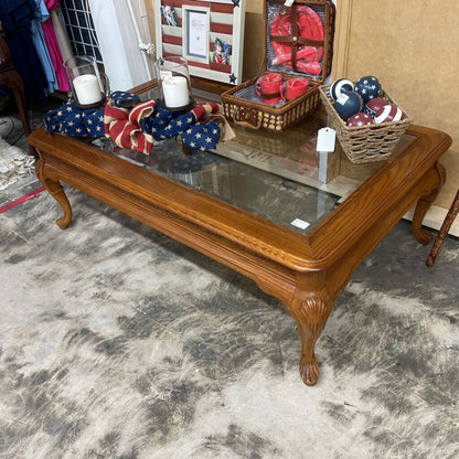 OAK & GLASS COFFEE TABLE