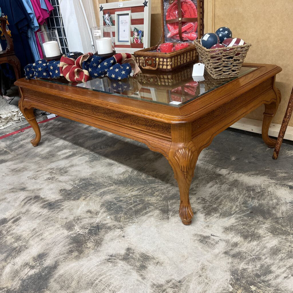 OAK & GLASS COFFEE TABLE