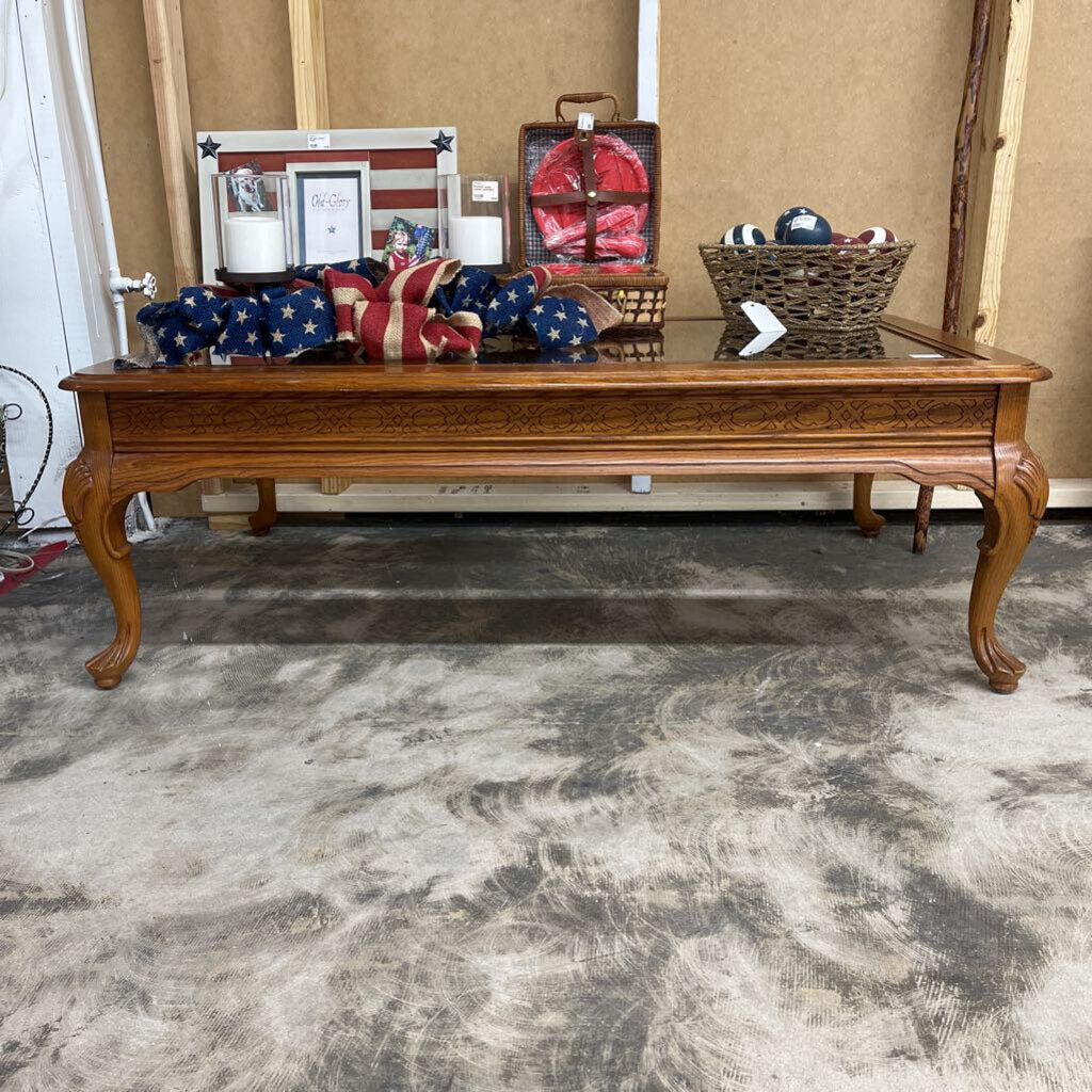 OAK & GLASS COFFEE TABLE