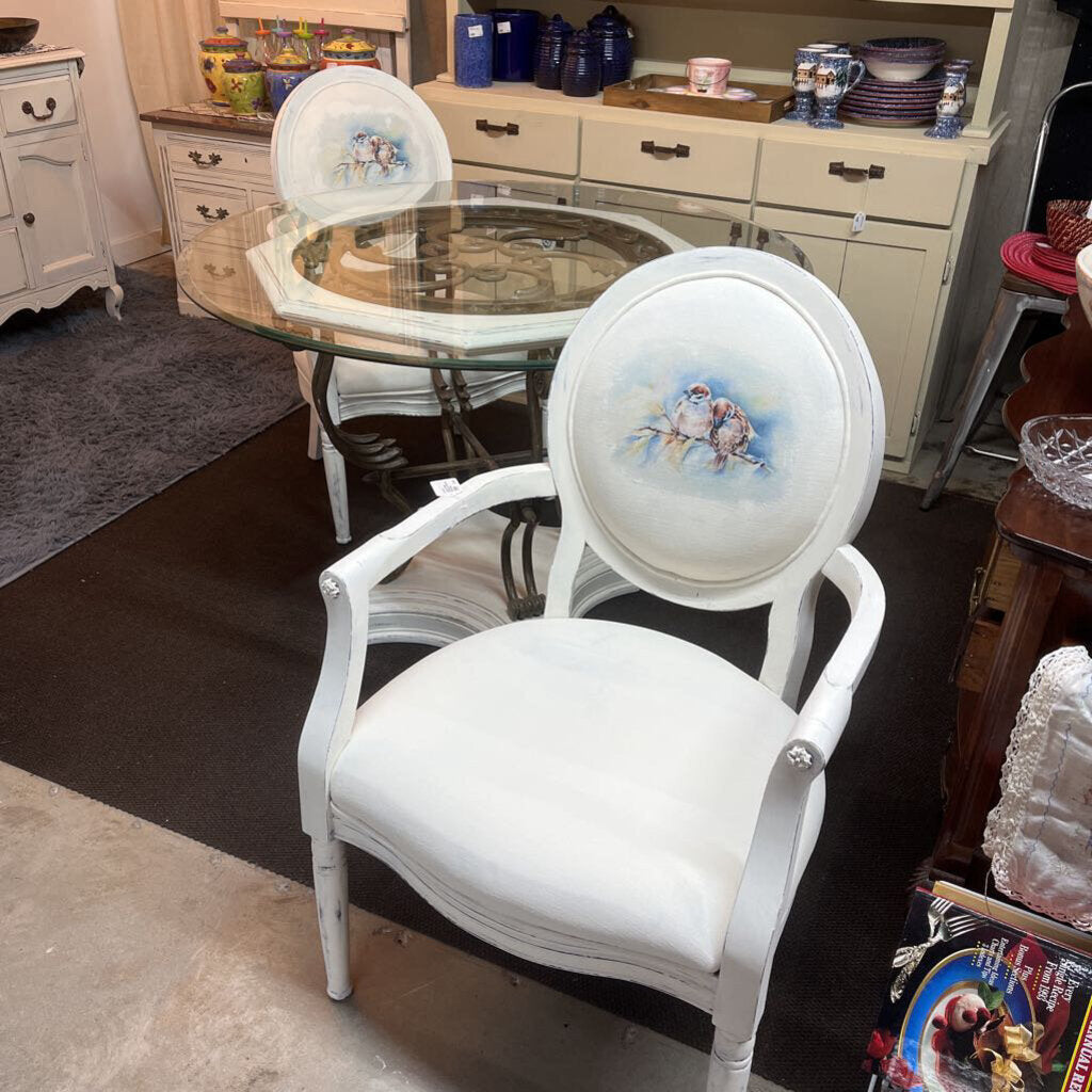 WHITE DISTRESSED DINING TABLE SET WITH 2 CHAIRS