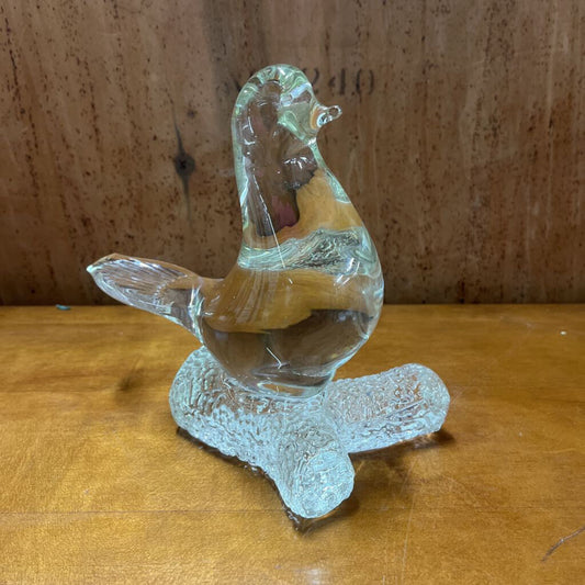 VINTAGE GLASS DOVE ON A BRANCH