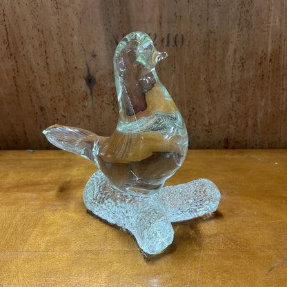 VINTAGE GLASS DOVE ON A BRANCH