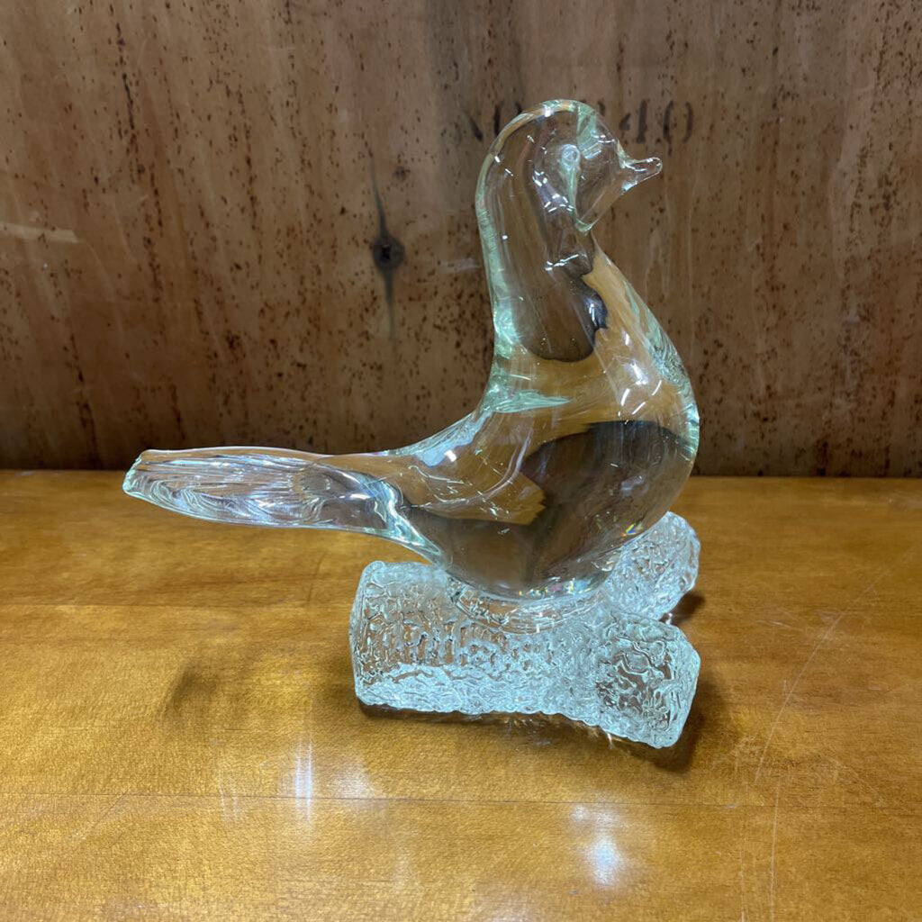 VINTAGE GLASS DOVE ON A BRANCH