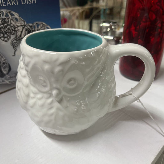 WHITE & BLUE OWL MUG