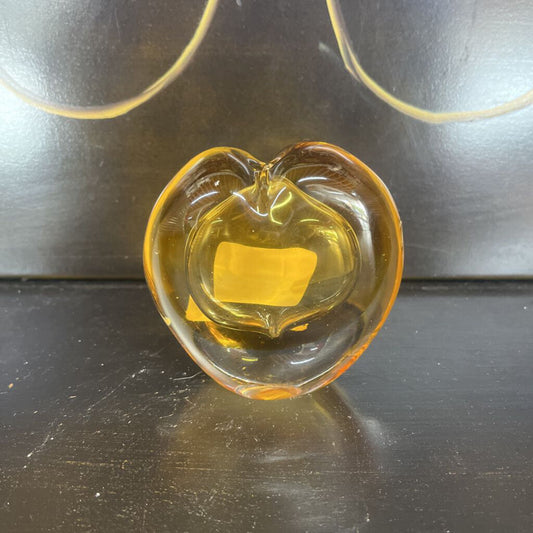 YELLOW ART GLASS HEART PAPERWEIGHT PERFUME BOTTLEB