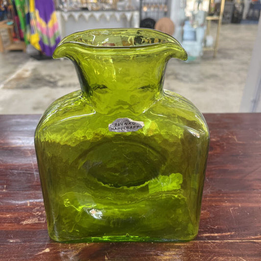 Blenko Green Double Spout Water Pitcher