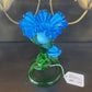 BLUE ART GLASS RUFFLE CANDLE HOLDER