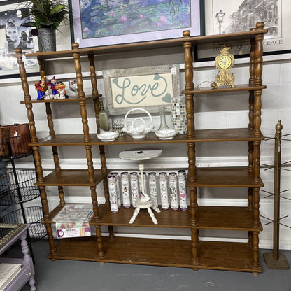 LARGE TIERED SPINDLED WOOD SHELF