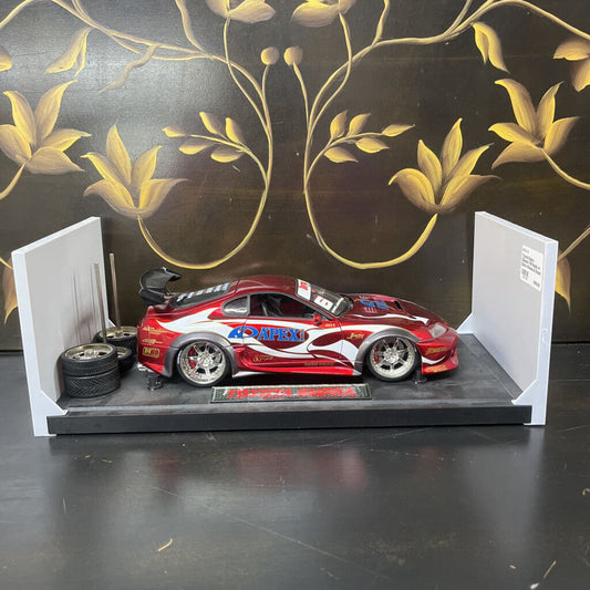 TOYOTA SUPRA DIECAST 1:18 MODEL W/ EXTRA WHEELS & STAND