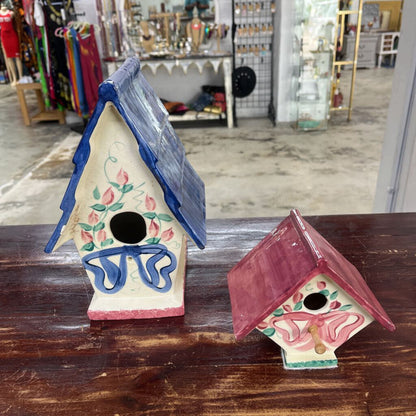 PAIR OF CERAMIC BIRDHOUSES