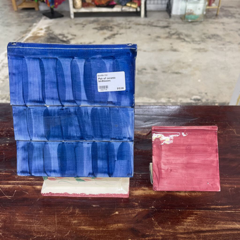 PAIR OF CERAMIC BIRDHOUSES