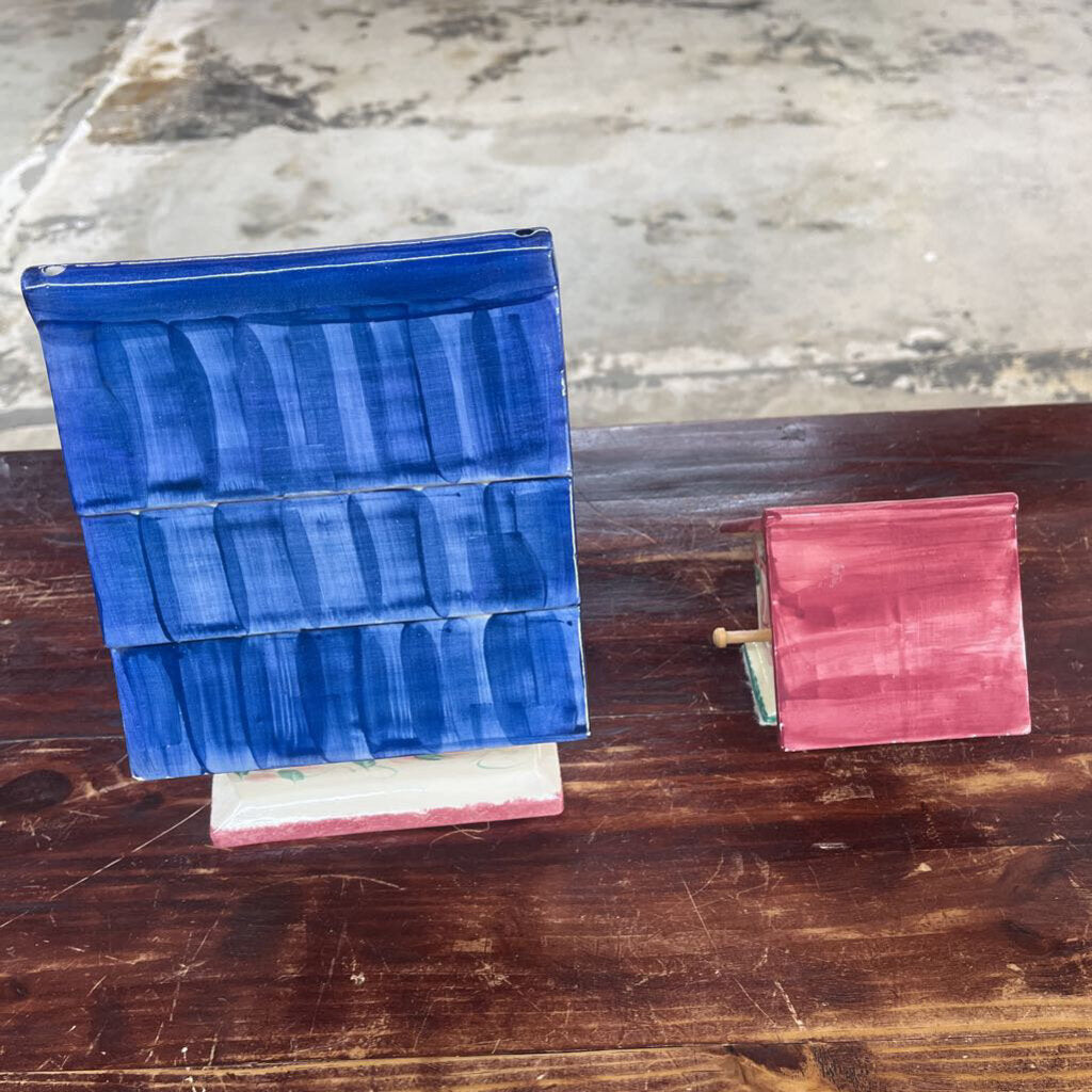 PAIR OF CERAMIC BIRDHOUSES