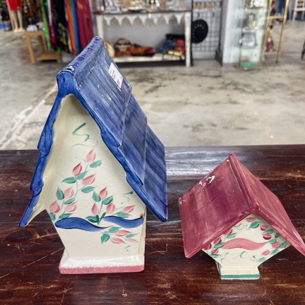 PAIR OF CERAMIC BIRDHOUSES