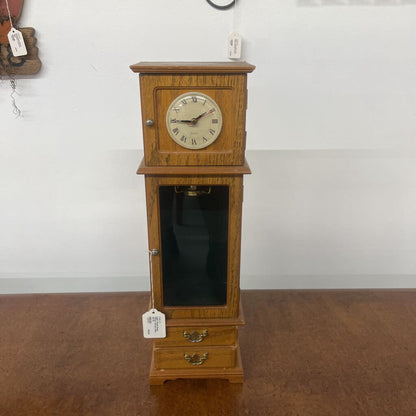 LIGHT WOOD CLOCK TOWER JEWELRY BOX AS IS