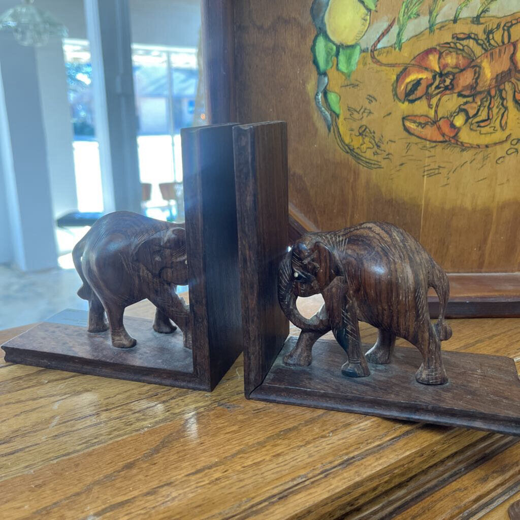 Elephant Wooden Bookends