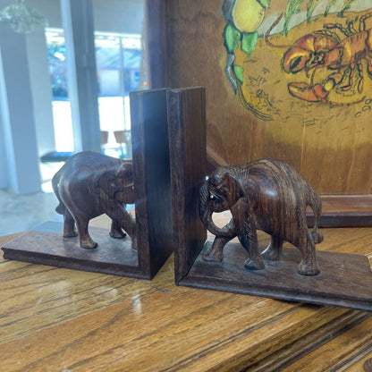 Elephant Wooden Bookends