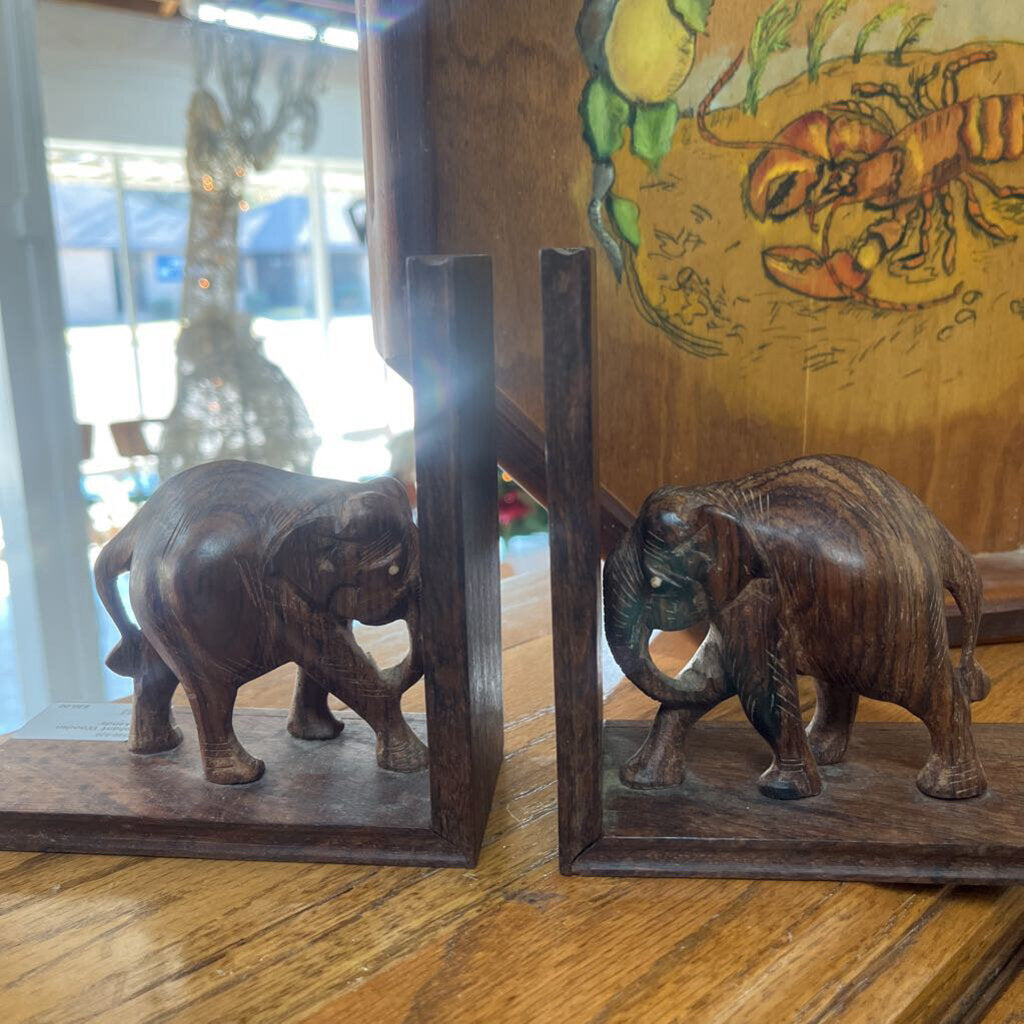 Elephant Wooden Bookends