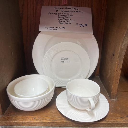 GIBSON HOME CHINA 48 PIECE SET -WHITE