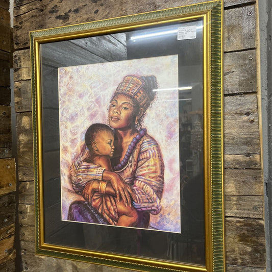FRAMED & MATTED MOTHER & CHILD SIGNED JOHNNIE KC
