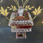 LARGE SQUARE CRANBERRY CANDY DISH W/LID
