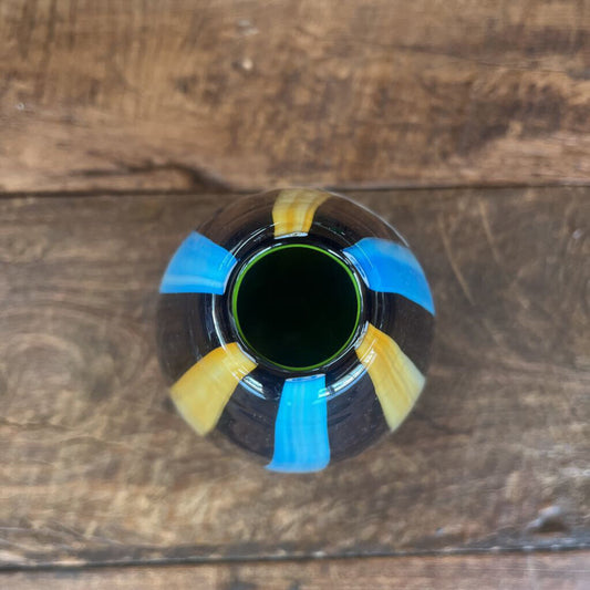 STRIPE BLUE GLASS VASE