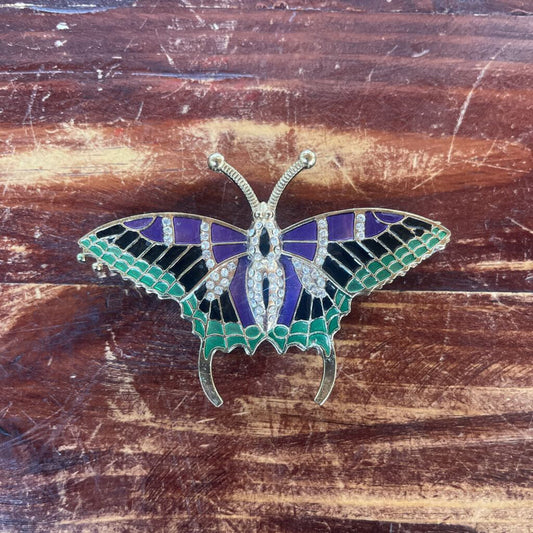 RHINESTONE ENAMEL BUTTERFLY TRINKET BOX