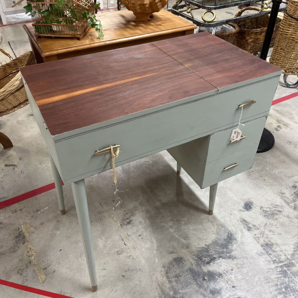 SEAFOAM ANTIQUE SEWING MID CENTURY BAR