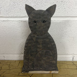 VINTAGE WOODEN CAT ART