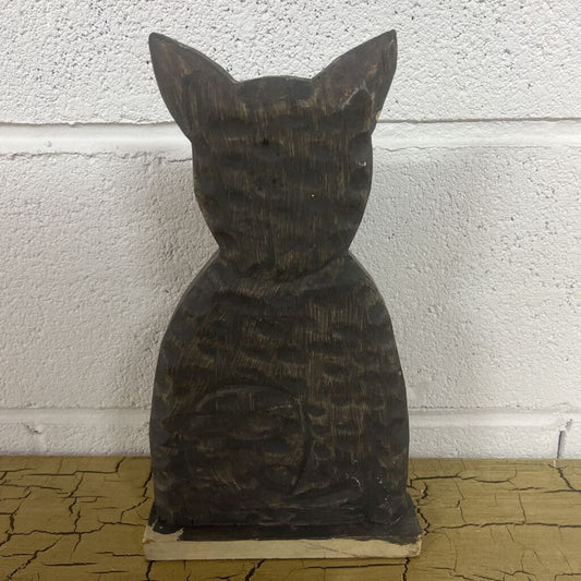 Vintage Wooden Cat Art