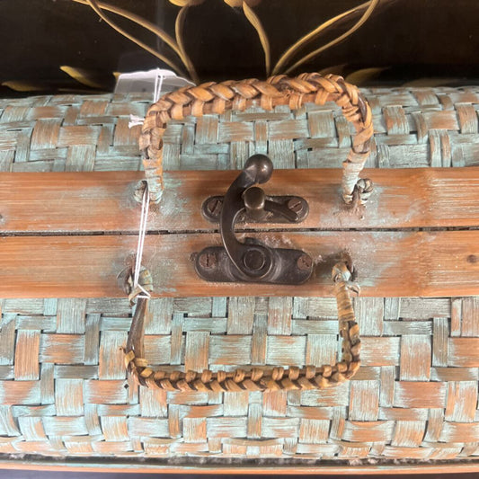 VTG AQUA WICKER SUITCASE