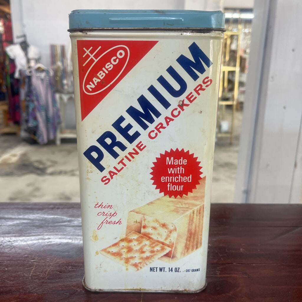 1969 NABISCO SALTINE CRACKERS TIN – ICONIC VINTAGE COLLECTIBLE, 14 OZ, 9.5”