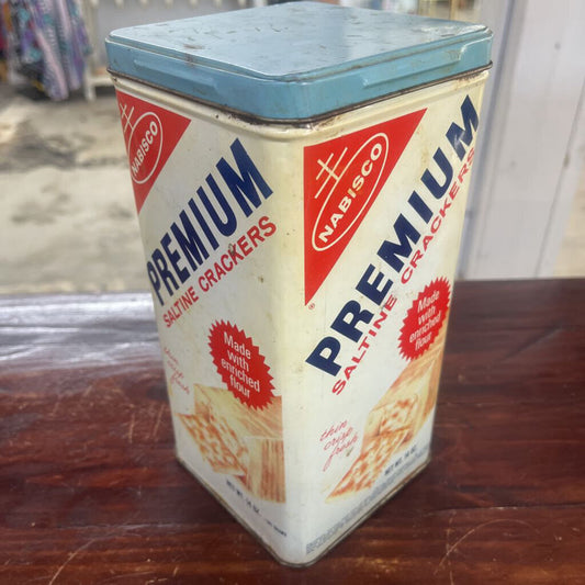 1969 NABISCO SALTINE CRACKERS TIN – ICONIC VINTAGE COLLECTIBLE, 14 OZ, 9.5”