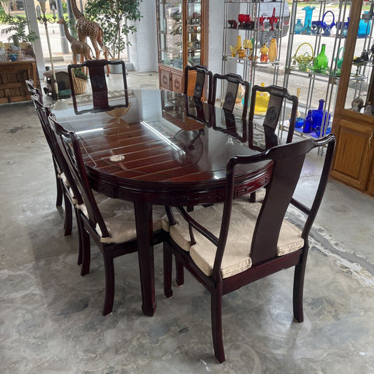 SOLID ROSEWOOD DINING TABLE WITH 8 CHAIRS