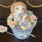 FOREVER LOVE PUPPIES IN FLOWER POT MUSIC BOX