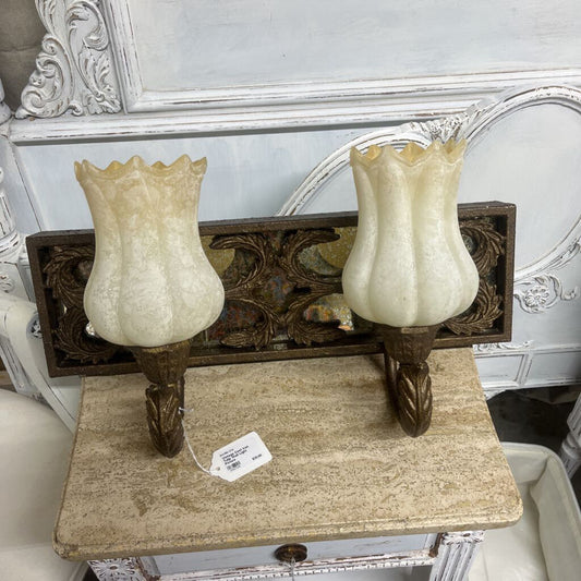 Vintage Cast Iron Tulip Wall Light Fixture